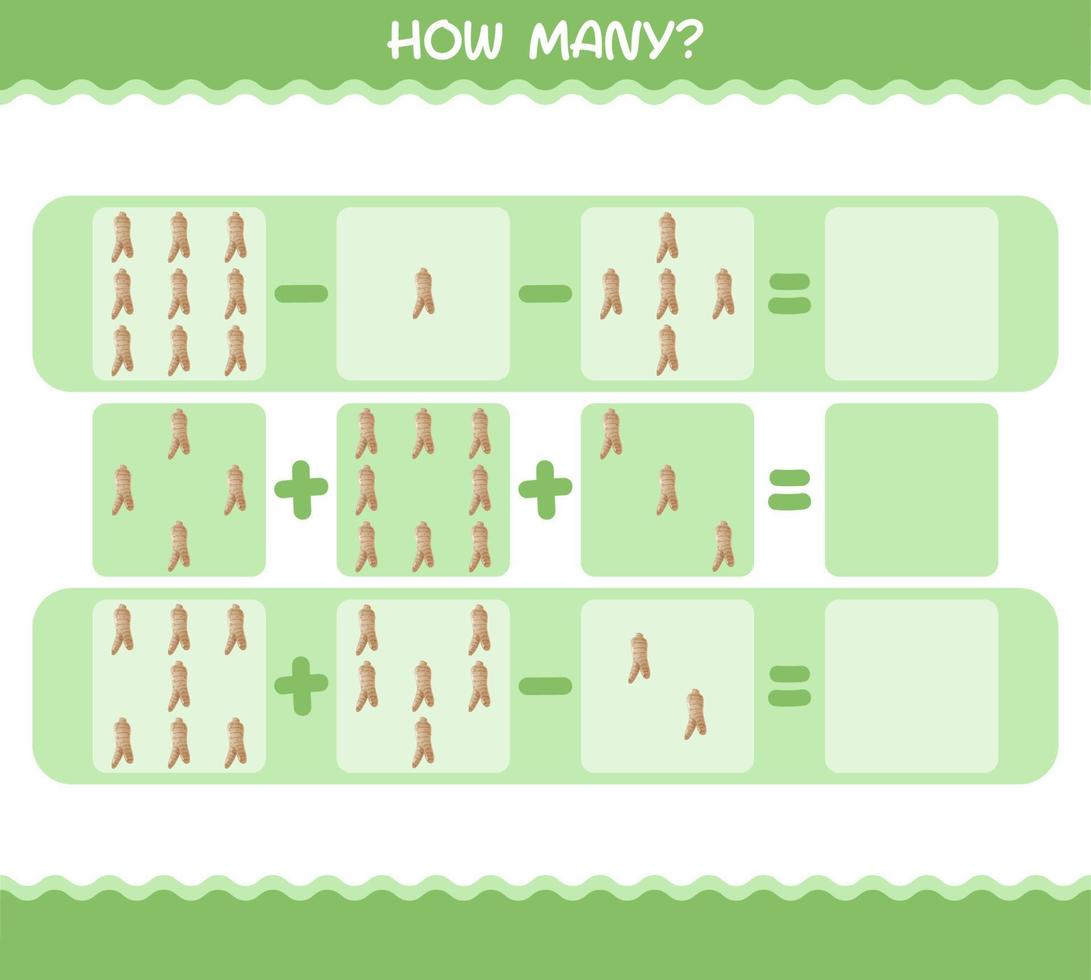 hur många tecknade ginseng. räknespel. pedagogiskt spel för barn och småbarn i förskoleåldern vektor