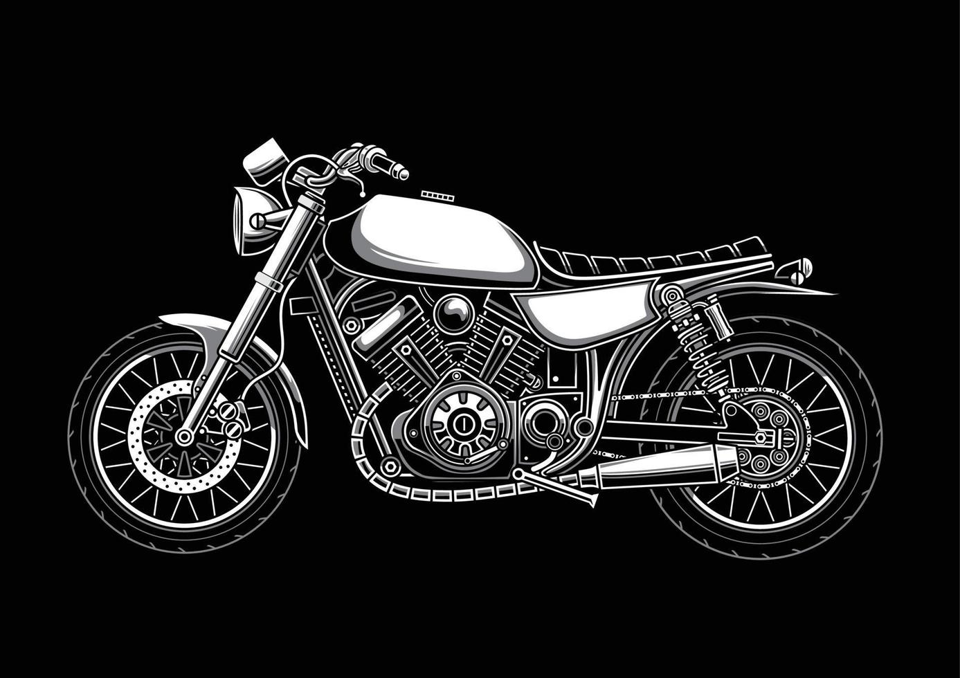 klassisk anpassad motorcykelillustration vektor