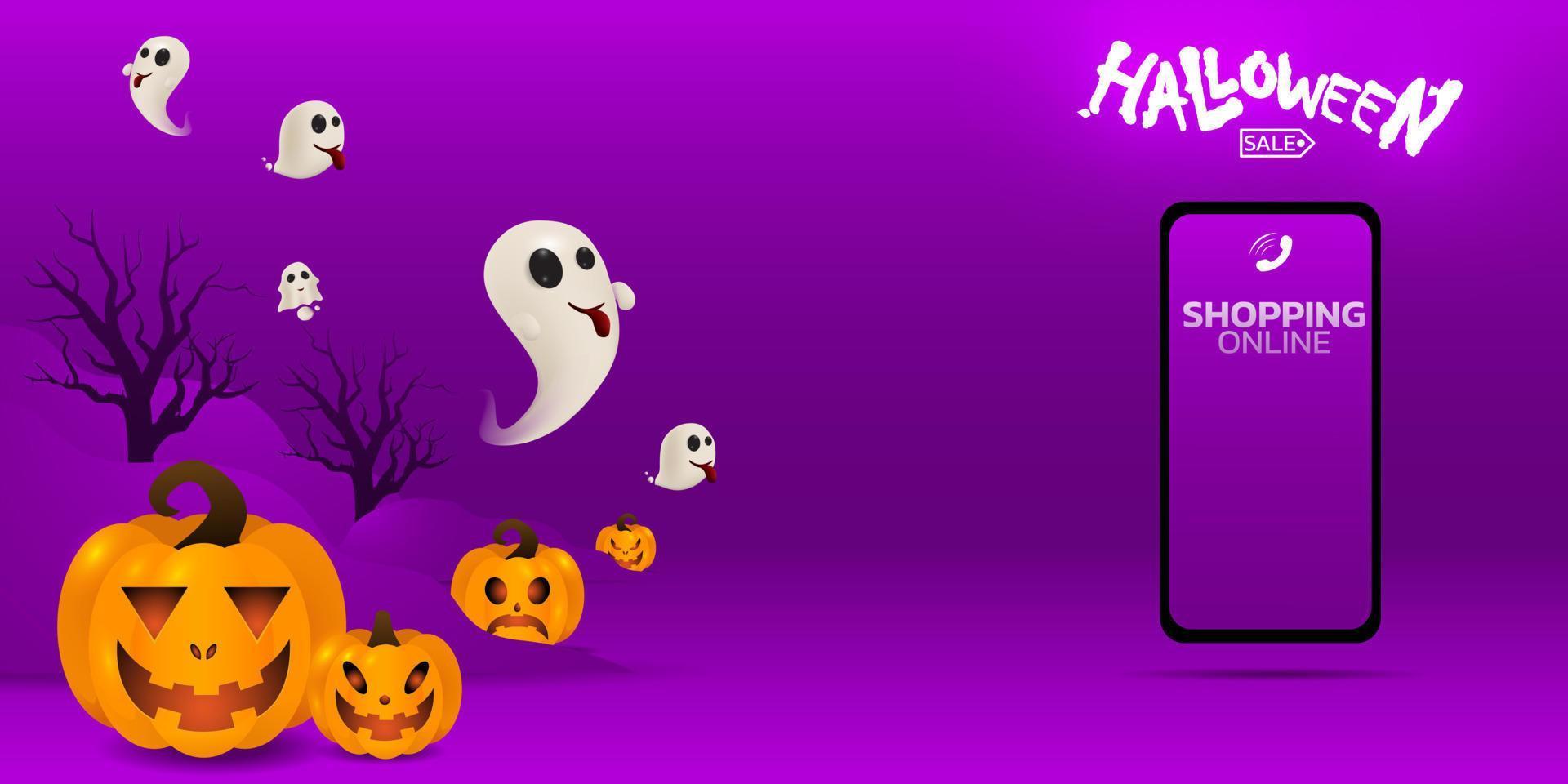 Halloween-Hintergrund für eine Party und Verkauf an Halloween-Nacht. Happy Halloween-Banner. vektor