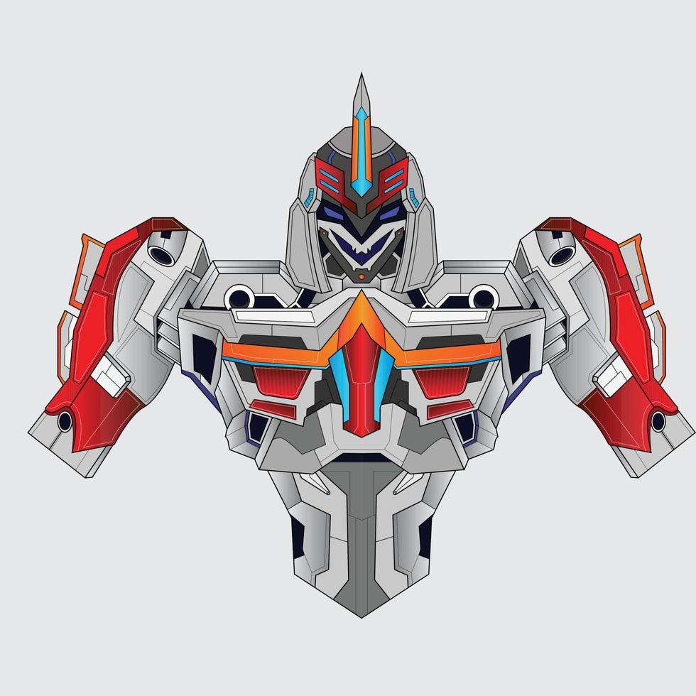 Krieger-Cyborg-Roboterritter im Hintergrund der heiligen Geometrie, perfekt für T-Shirt-Design, Aufkleber, Poster, Waren und E-Sport-Logo vektor