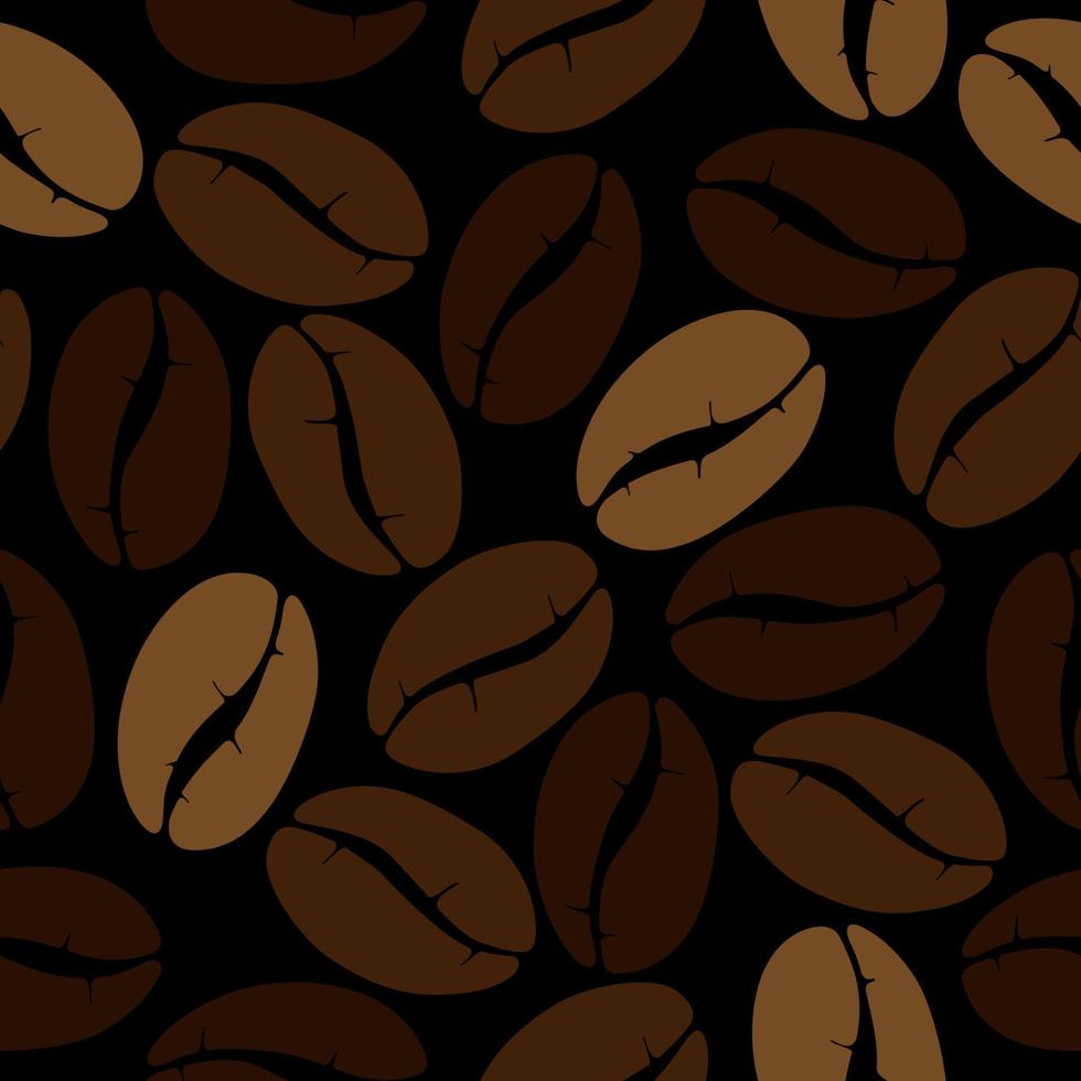bruna kaffebönor. kafé bakgrund. seamless mönster vektor