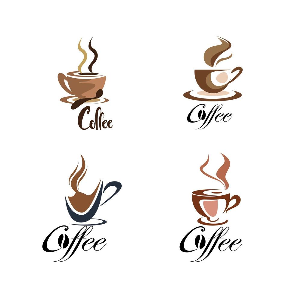 Satz von Kaffeetassen-Logo-Design vektor