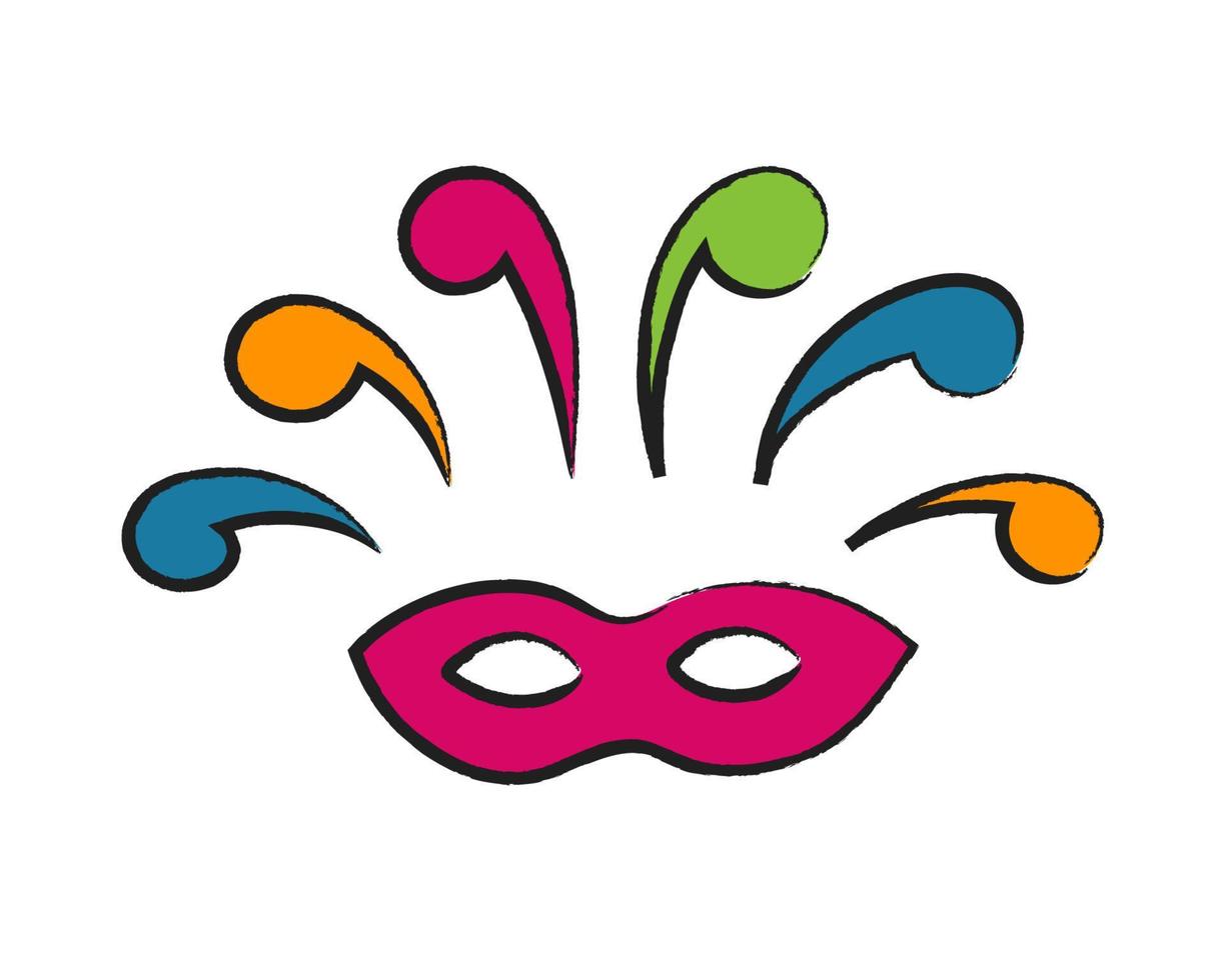 Karnevalsmaske mit farbigen Federn. Theatersymbol vektor