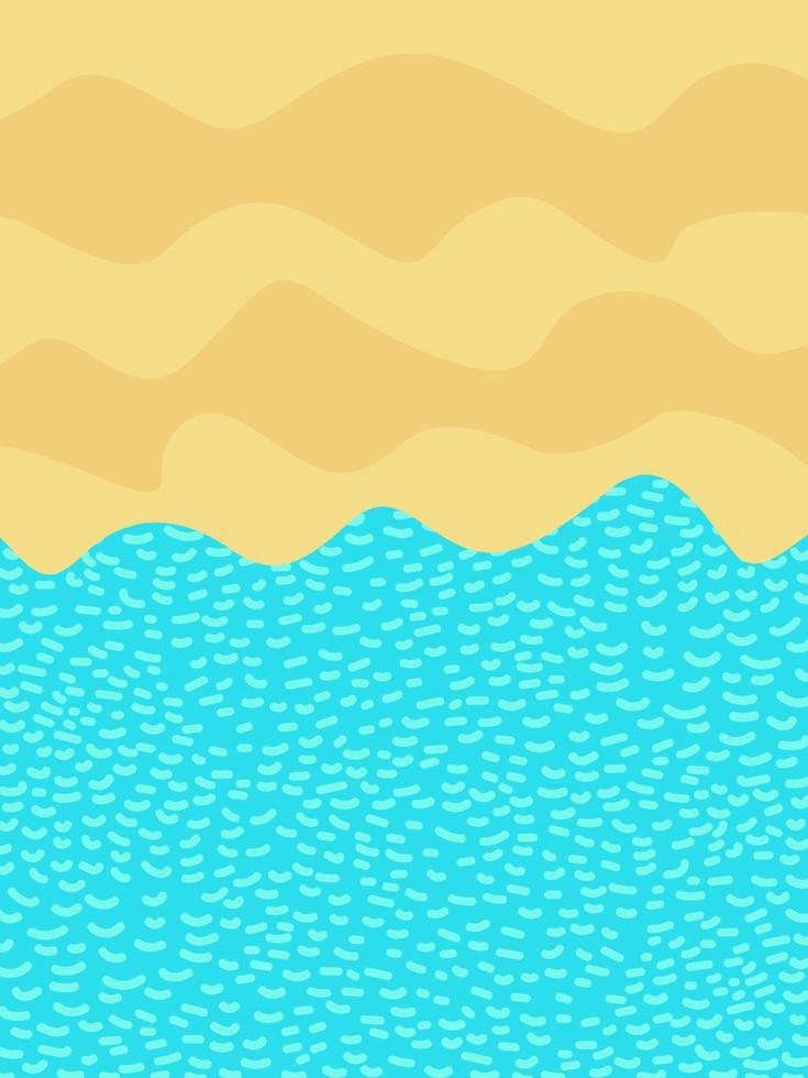 Hintergrund Strandsand und Meer mit Wellen. Sommerplakat, Tapete vektor