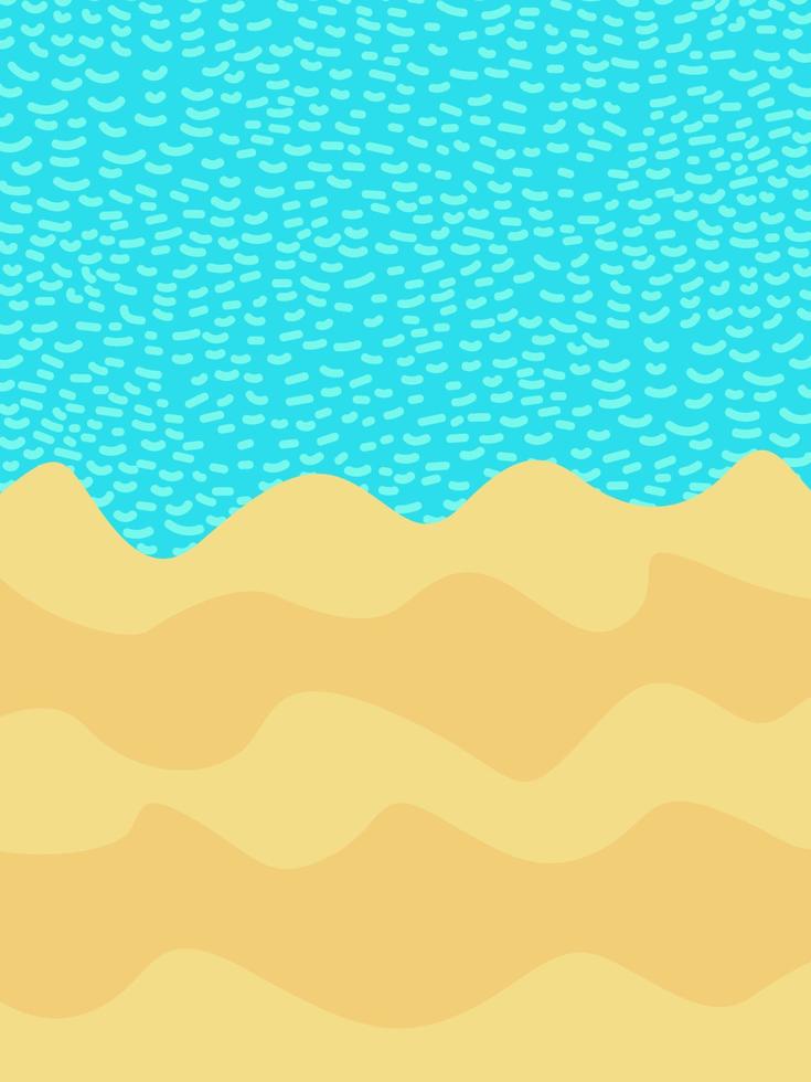 Hintergrund ist Meer und Strandsand. Sommerplakat vektor