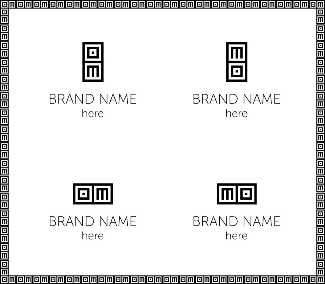 kombination av bokstäver om, mo i antik stil för logotyp vektor