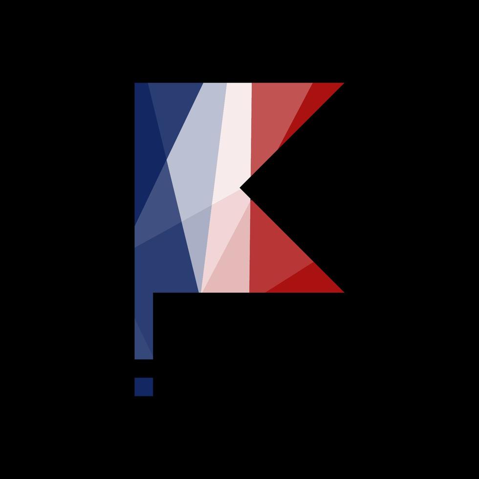 Frankrike flagga på flaggstång på svart bakgrund i polygonal stil. isolerat vektor