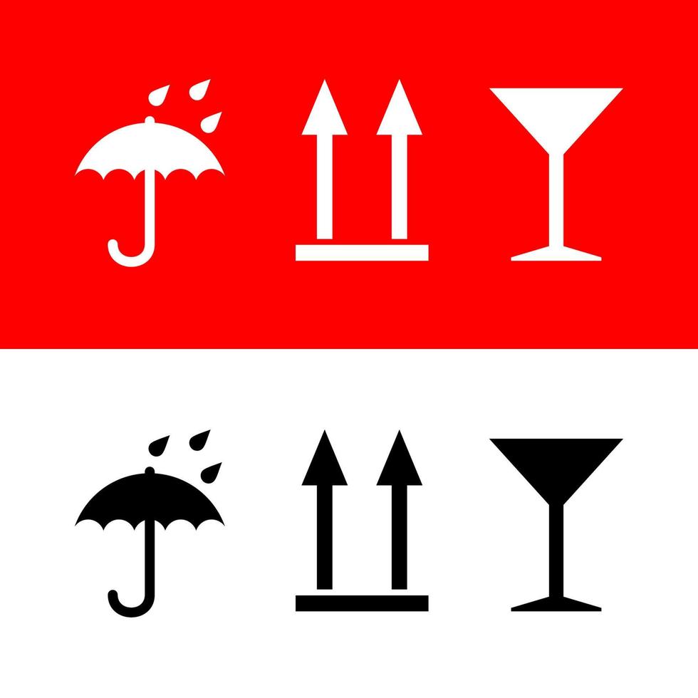 ikoner paraply, uppåtpil, glas vin vektor