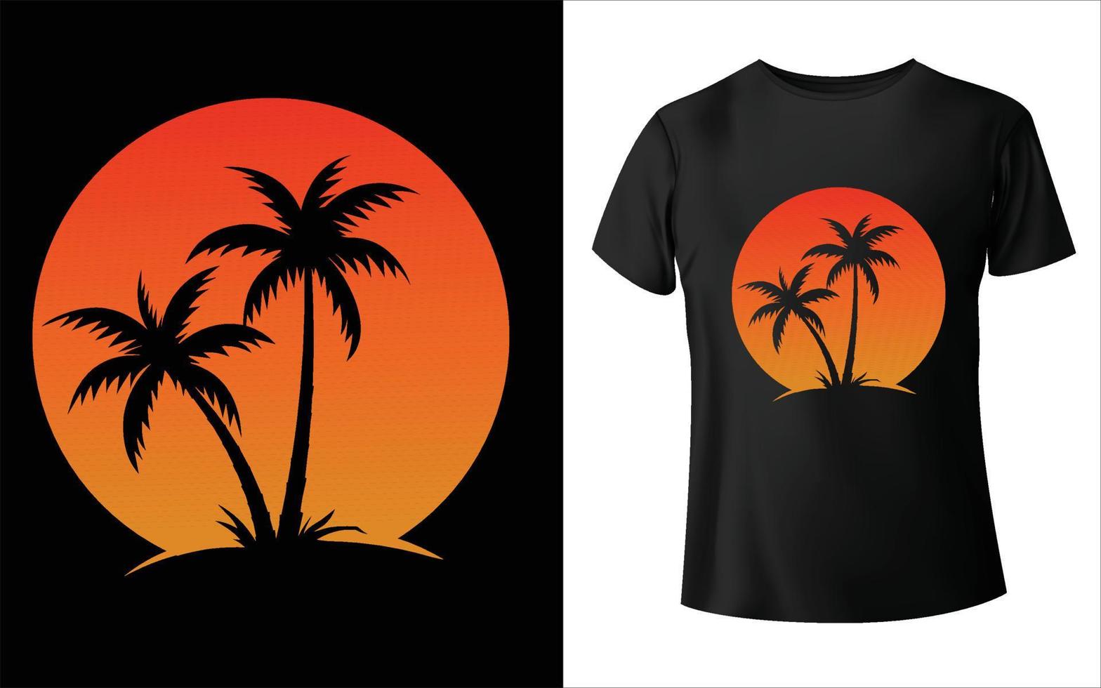 Sommer-T-Shirt-Design, Sommer-Vintage-T-Shirt-Design, Sommer-Strand-T-Shirt-Vorlagenfarbe, T-Shirt-Design vektor