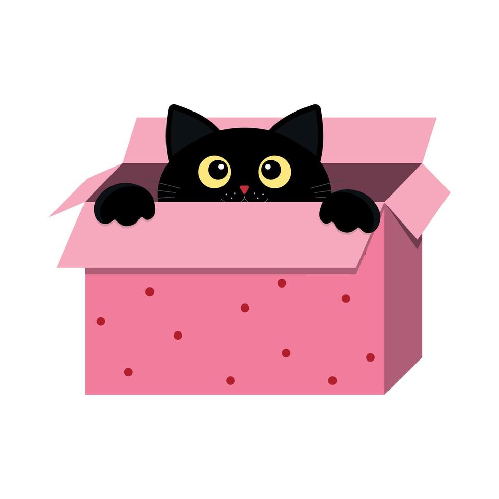 svart katt, kattansikte, lekande husdjur. tatuering. färg vektor illustration