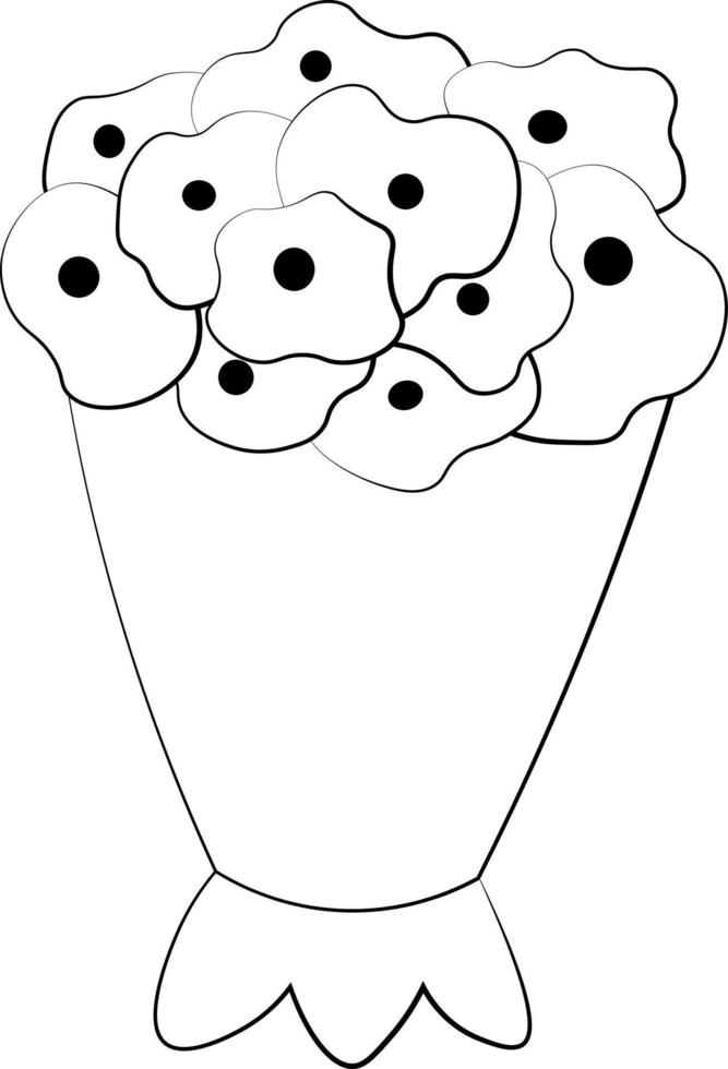 enda element bukett blomma. rita illustration i svartvitt vektor