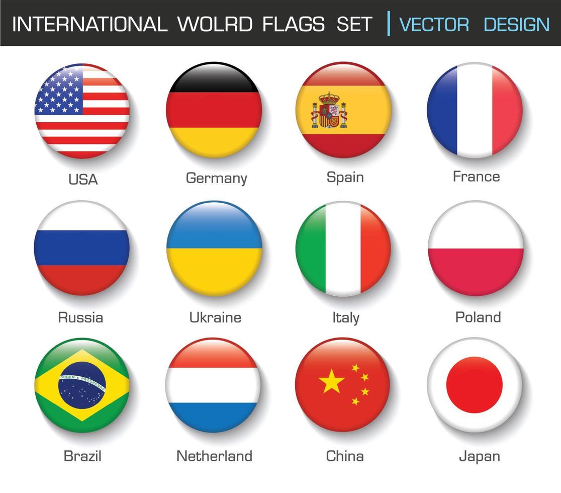 internationella flaggan i cirkel, vektor designelement illustration