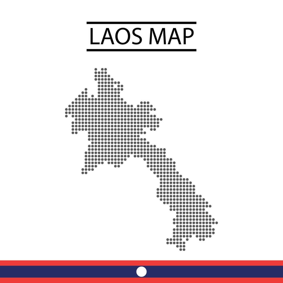 laos karte punktvektordesign mit illustration der landesflagge und typ isoliert editierbar gebrauchsfertig vektor