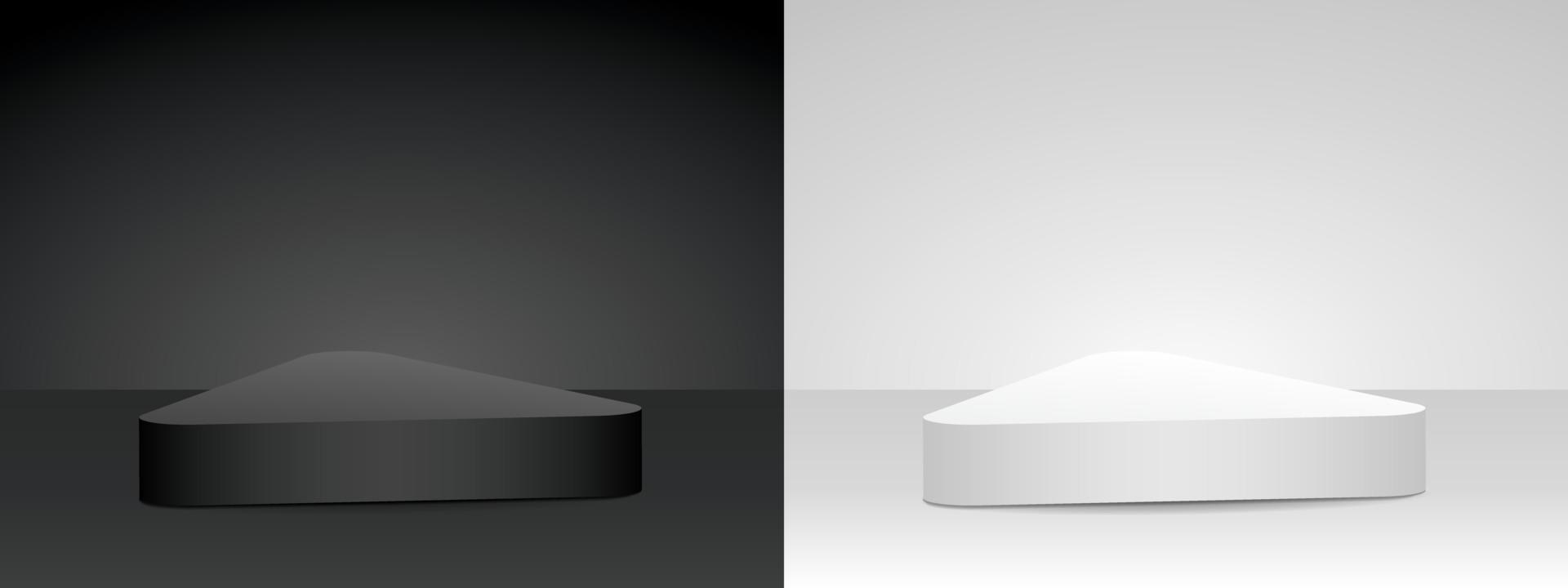 Cooler schwarz-weißer minimaler Dreiecksproduktpodium 3D-Illustrationsvektor zum Platzieren Ihres Objekts vektor