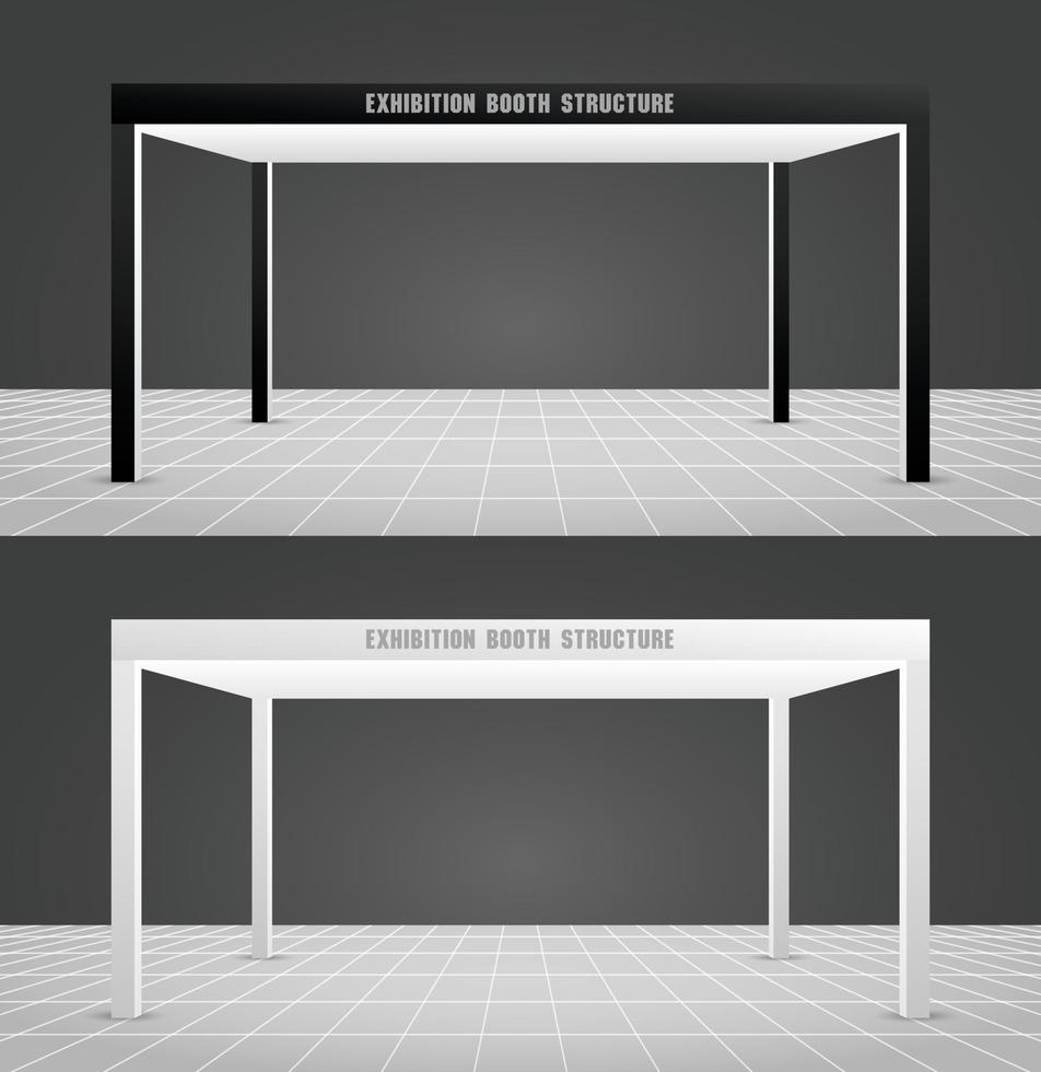 Schwarz-Weiß-Cool-Minimal-Stil Messestand Struktur 3D-Illustrationsvektor vektor