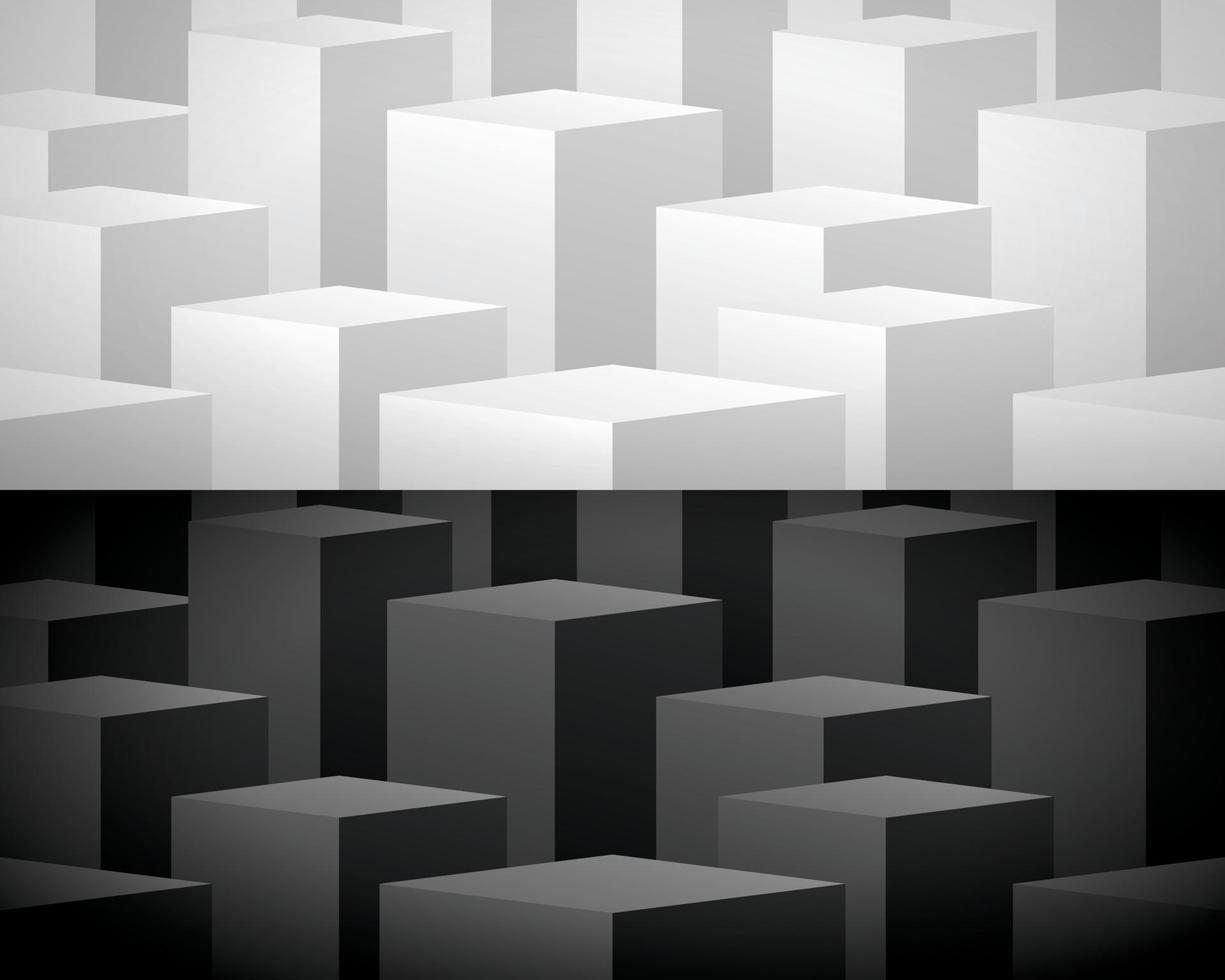 schwarz-weißer abstrakter geometrischer Würfel Schritte Hintergrund 3D-Illustrationsvektor vektor