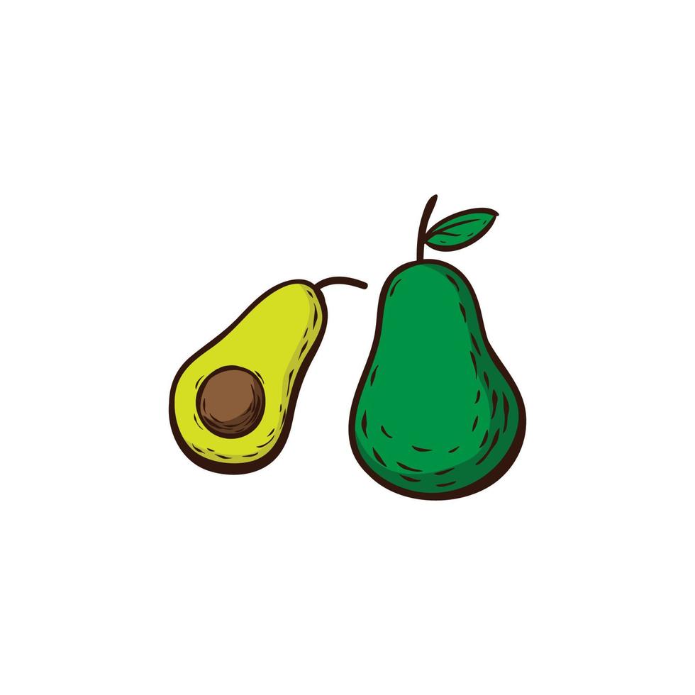 Avocado-Frucht-Gemüse-Vektor-Illustration-Hand gezeichnet vektor