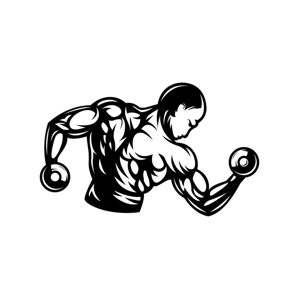männliche Fitness-Studio-Silhouette-Illustration vektor