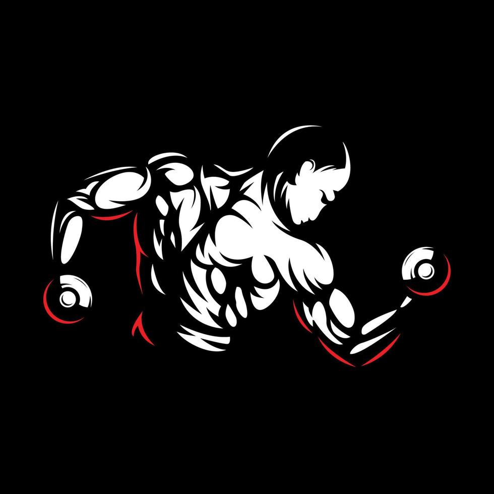 männliche Fitness-Studio-Silhouette-Illustration vektor