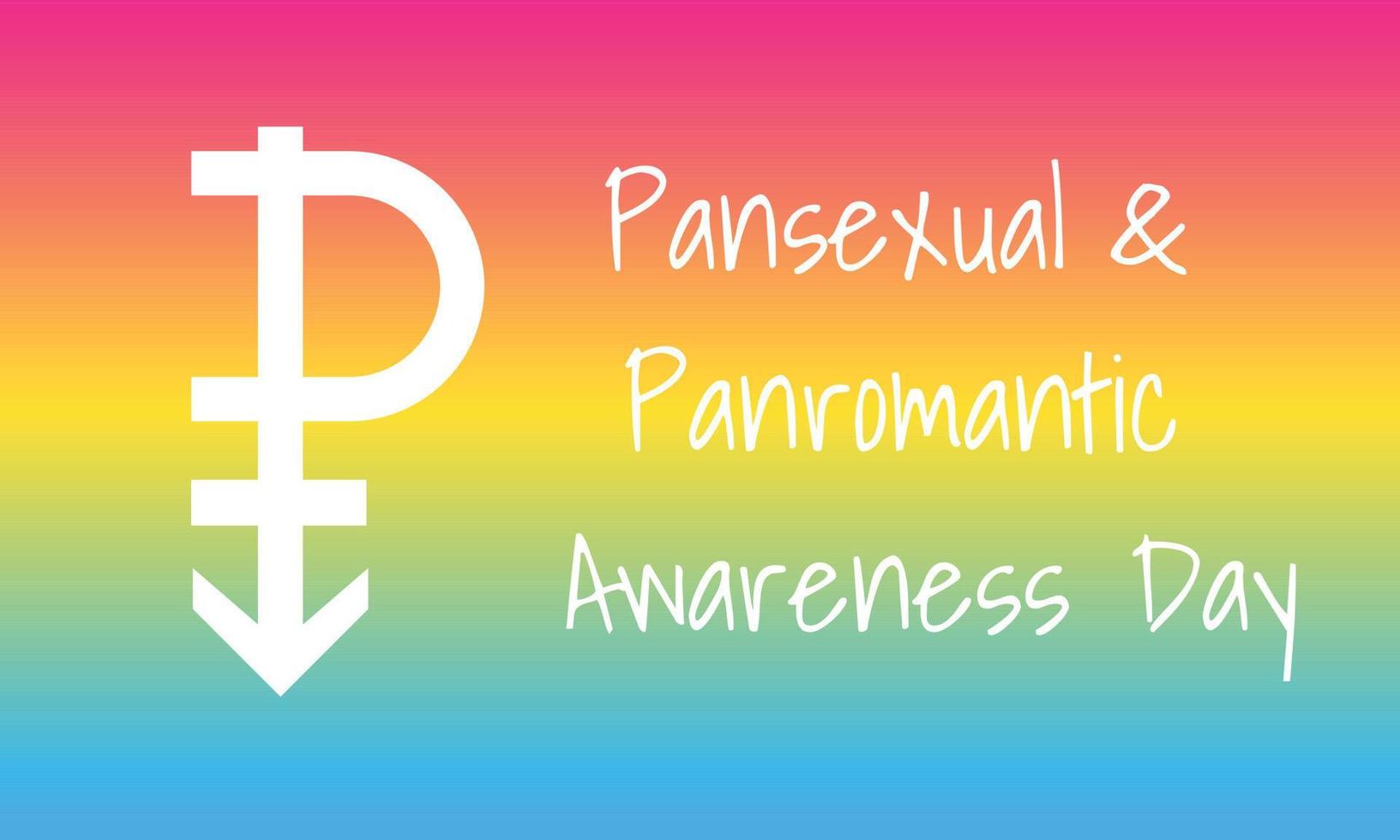 pansexuell panromantisk medvetenhetsdag den 24 maj - horisontell vektorbannerdesign med pansexuell stolthet flagggradient suddig bakgrund - magenta, gult och cyan. lgbtq community designmall. vektor