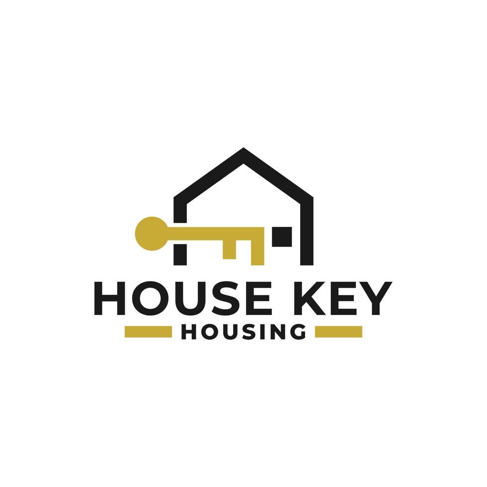 Illustration eines Hauses und eines Schlüssels. Firmenlogo für Immobilien. vektor