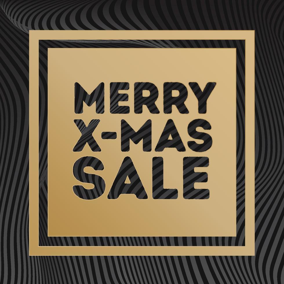 Merry x mas Sale Banner Gold Style auf Farbverlaufslinie Hintergrund schwarze Farbe für Sonderangebot, Verkauf vektor