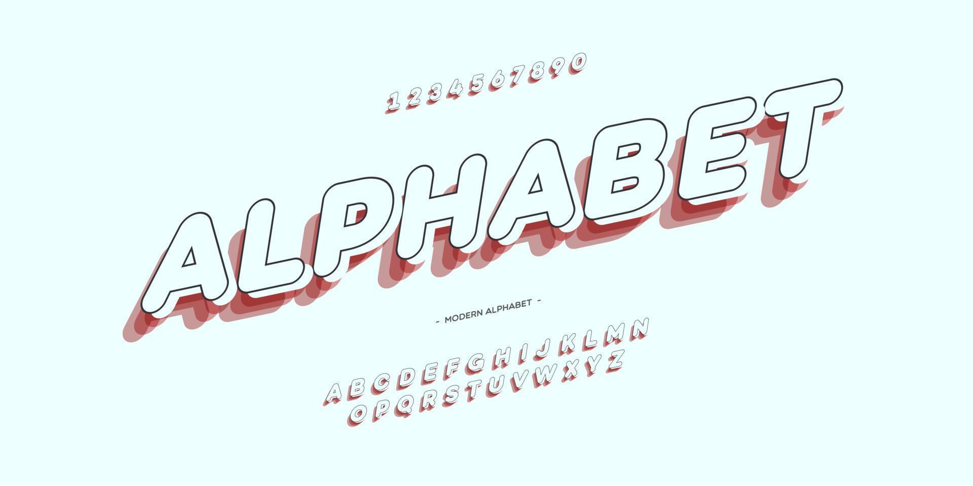 trendige Typografie des Vektoralphabets im 3D-Stil vektor