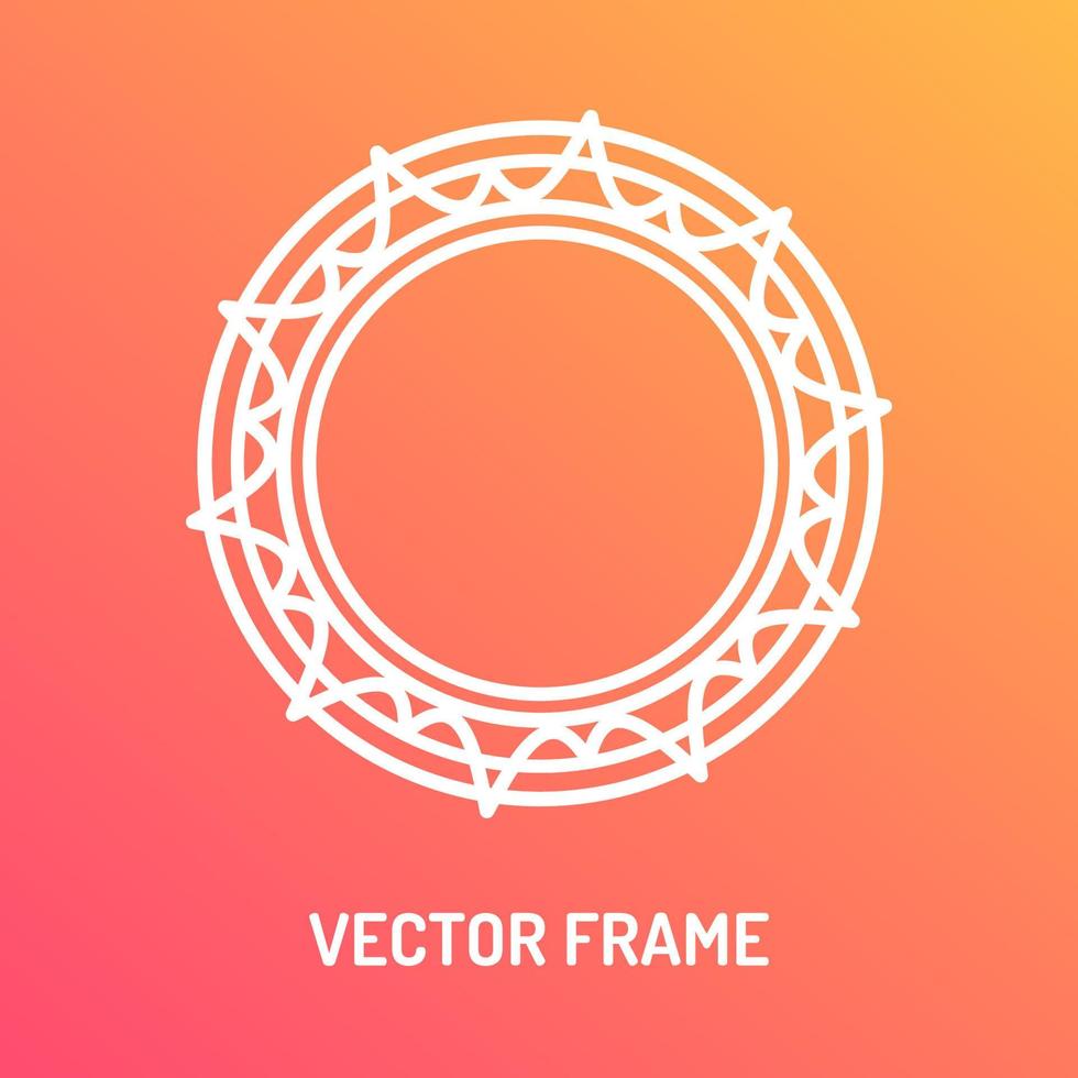Vektorrahmen weißer Farblinienstil isoliert auf orangefarbenem Hintergrund für Spa-Center vektor