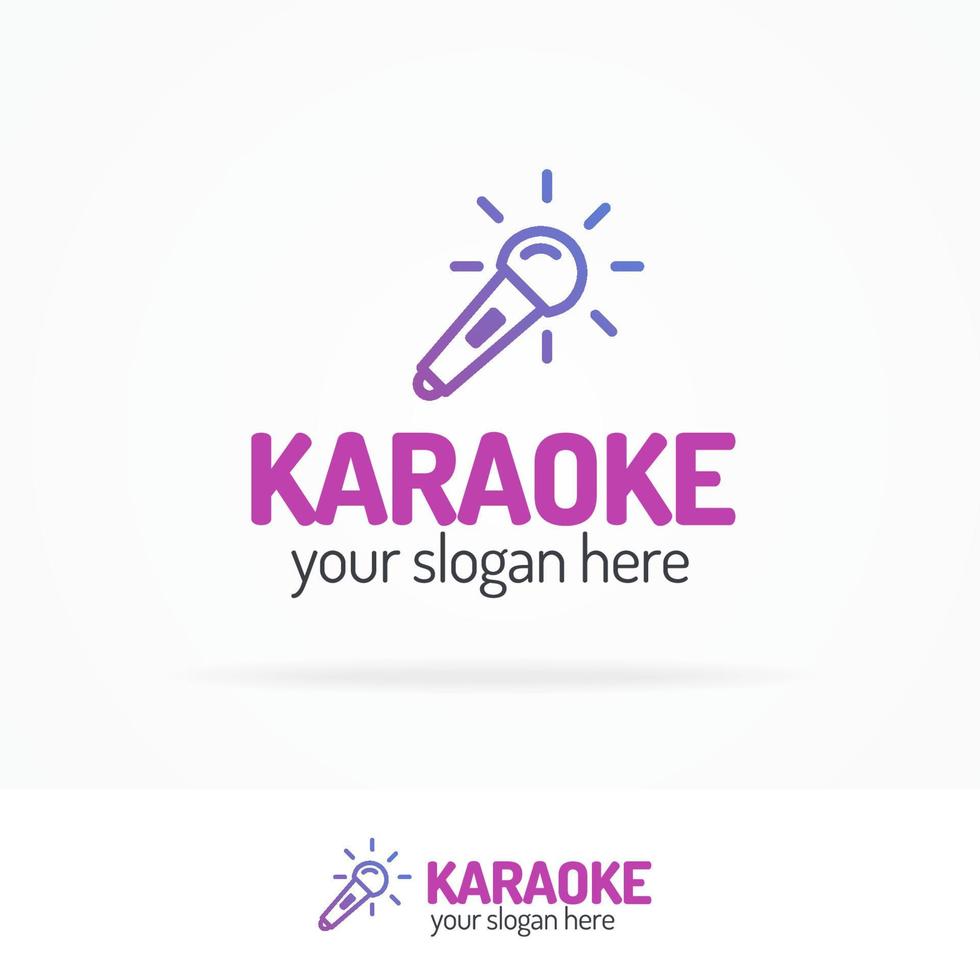 karaoke-logo-set mit mikrofonlinie im modernen farbstil vektor