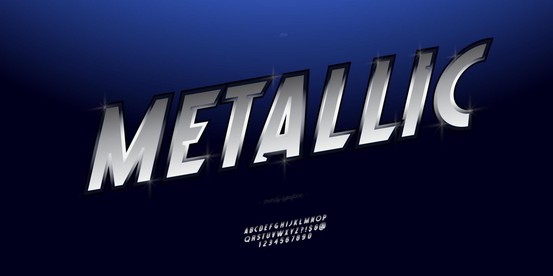 Metallic-Vektor-Schriftart Silber vektor