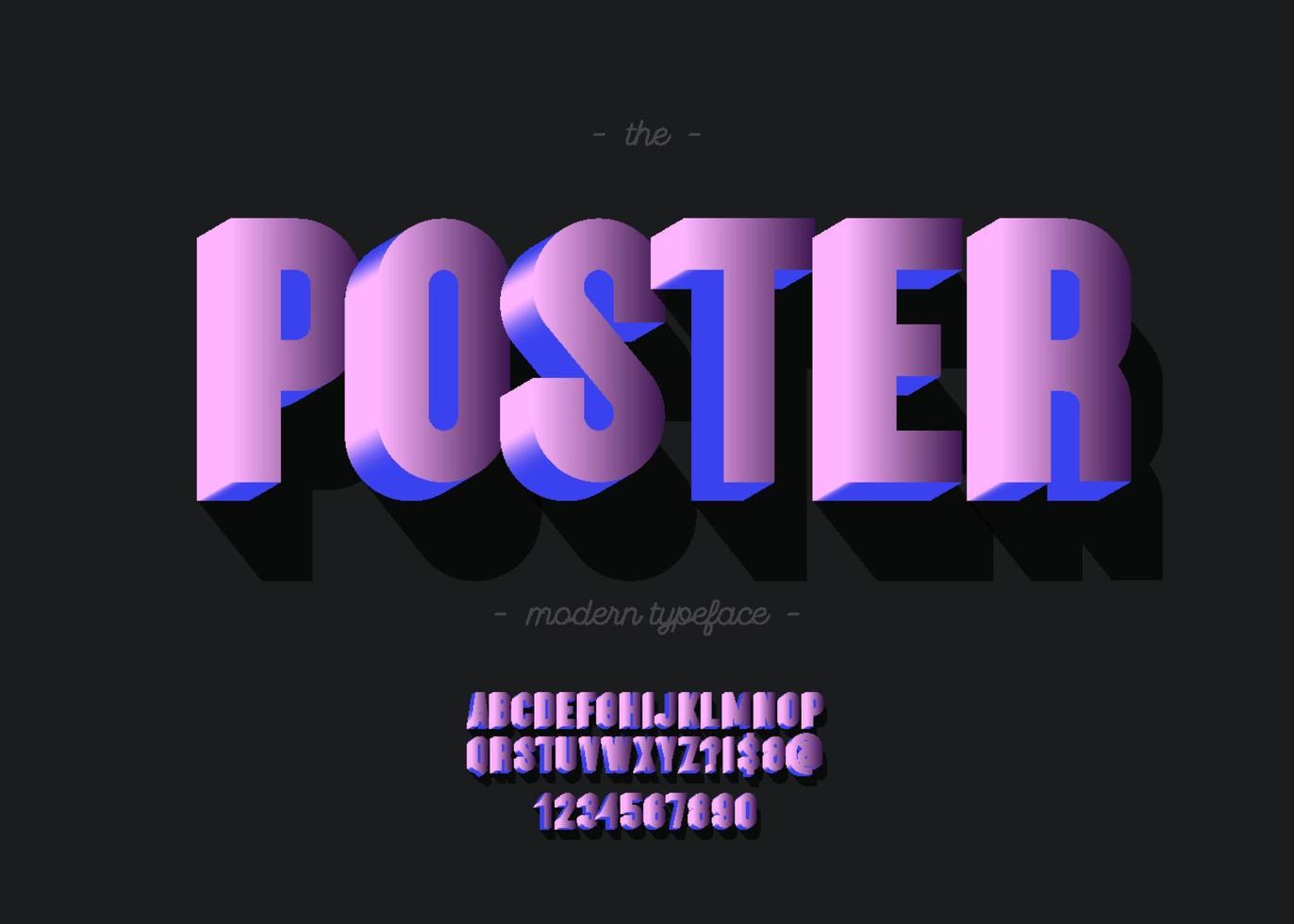 Vektor-Poster-Alphabet 3D-fetter Stil vektor