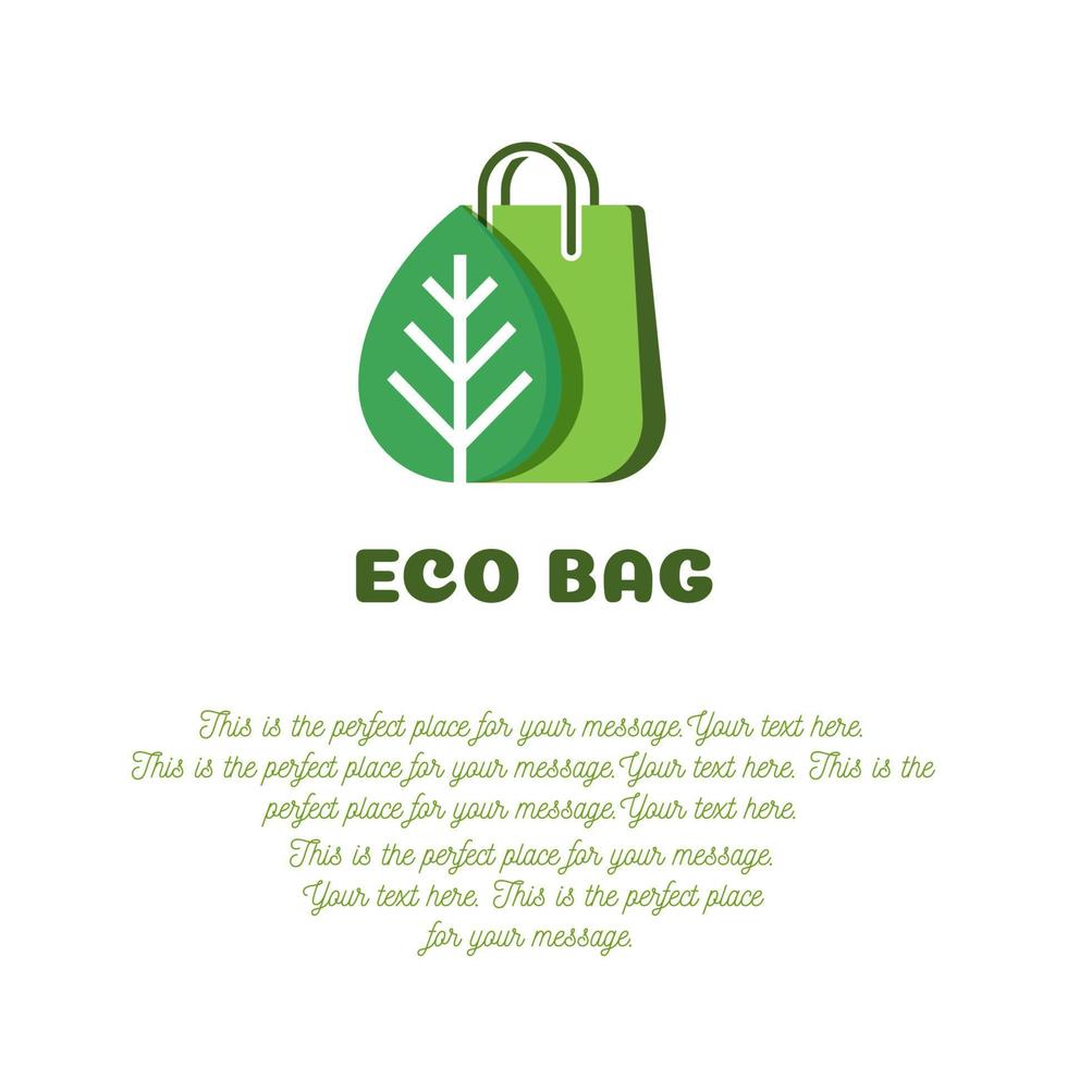 eco bag banner koncept med väska och blad vektor