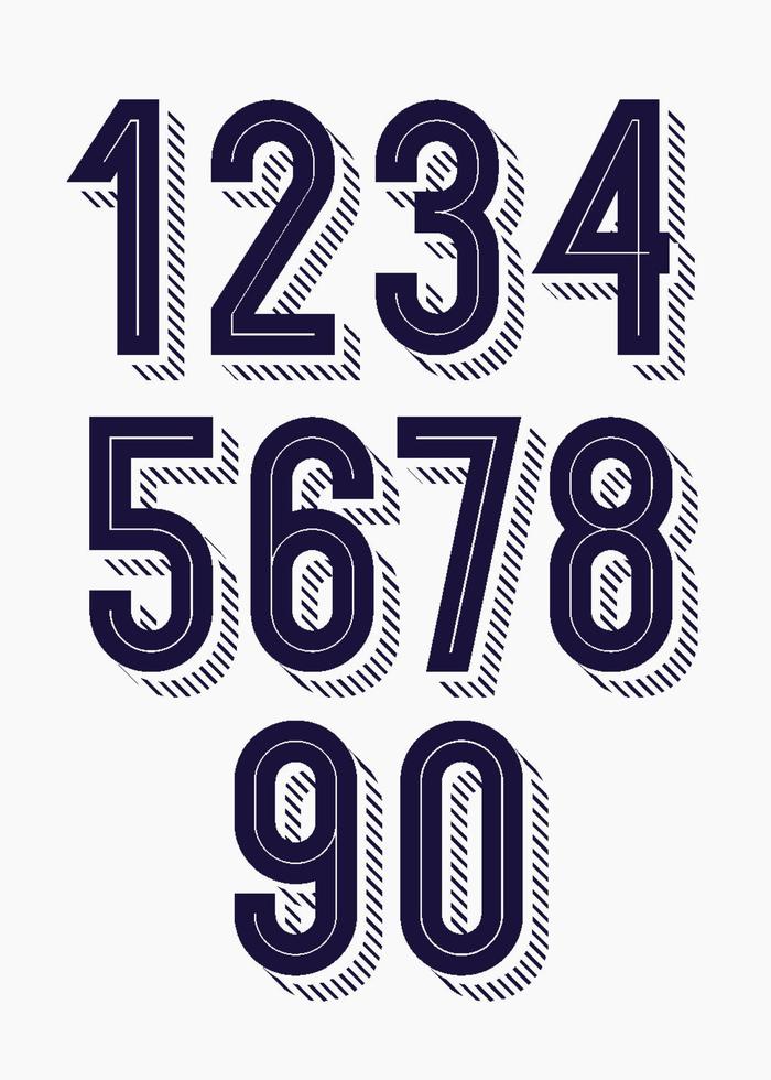 satz von zahlen 3d fett trendige typografie vektor