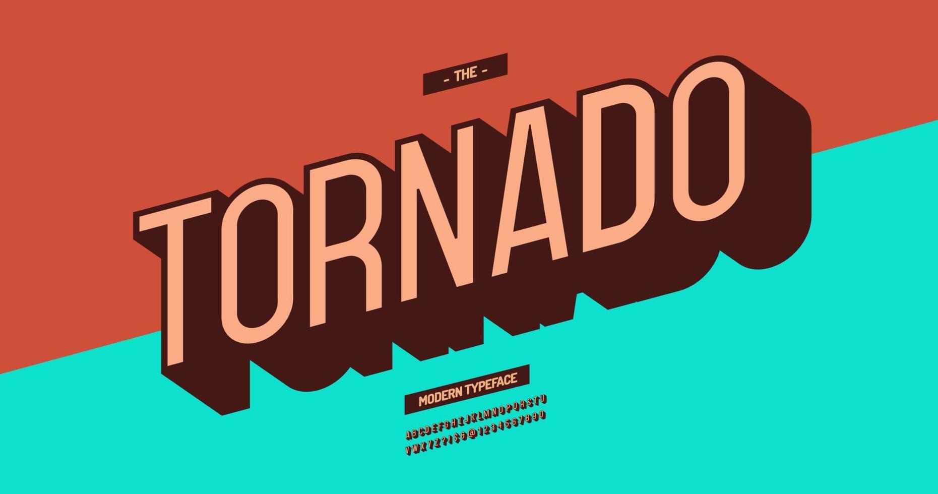 tornado modernt typsnitt färgglad 3d-stil. coolt original alfabet vektor