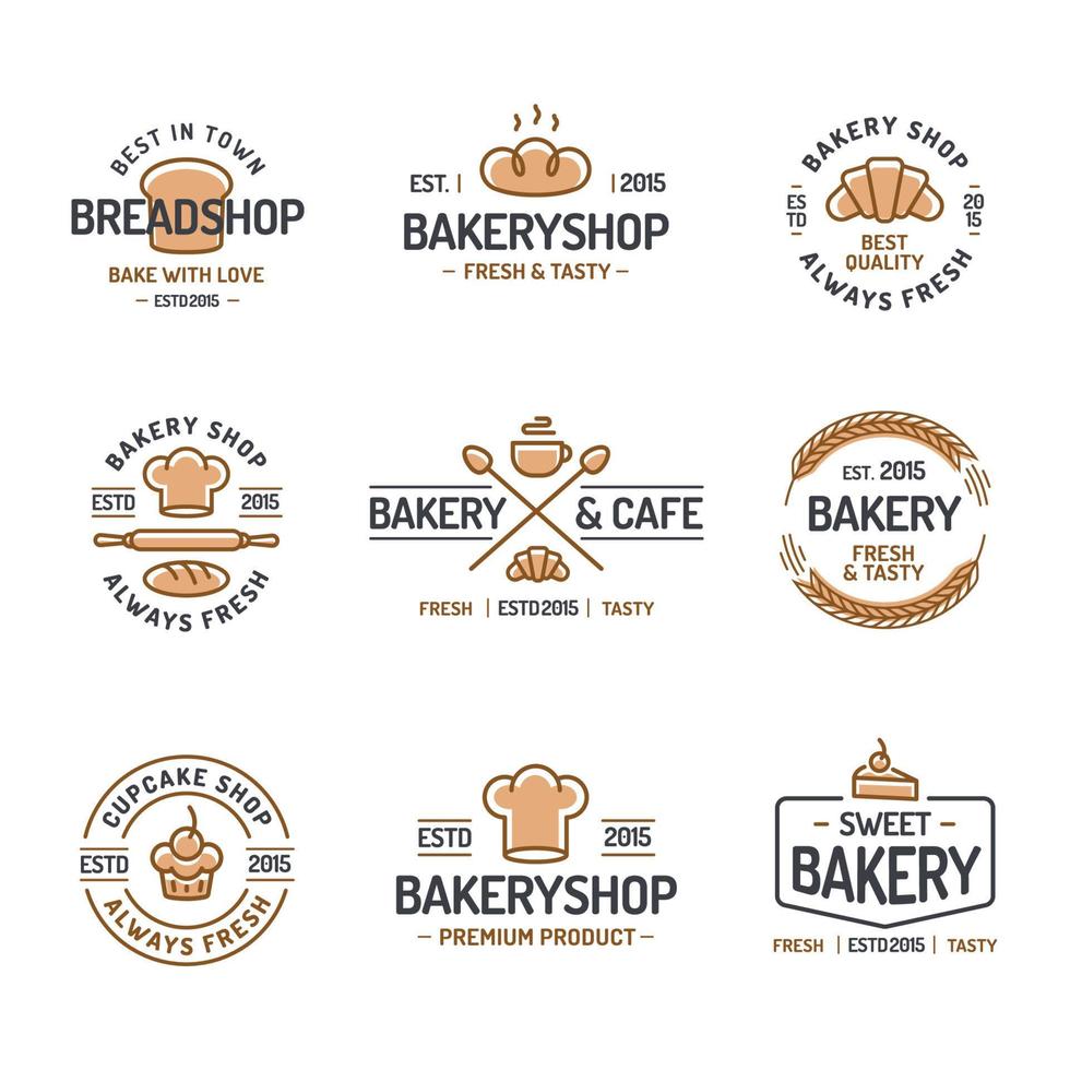 Bäckerei-Logo-Set für Corporate Identity Backfirma vektor