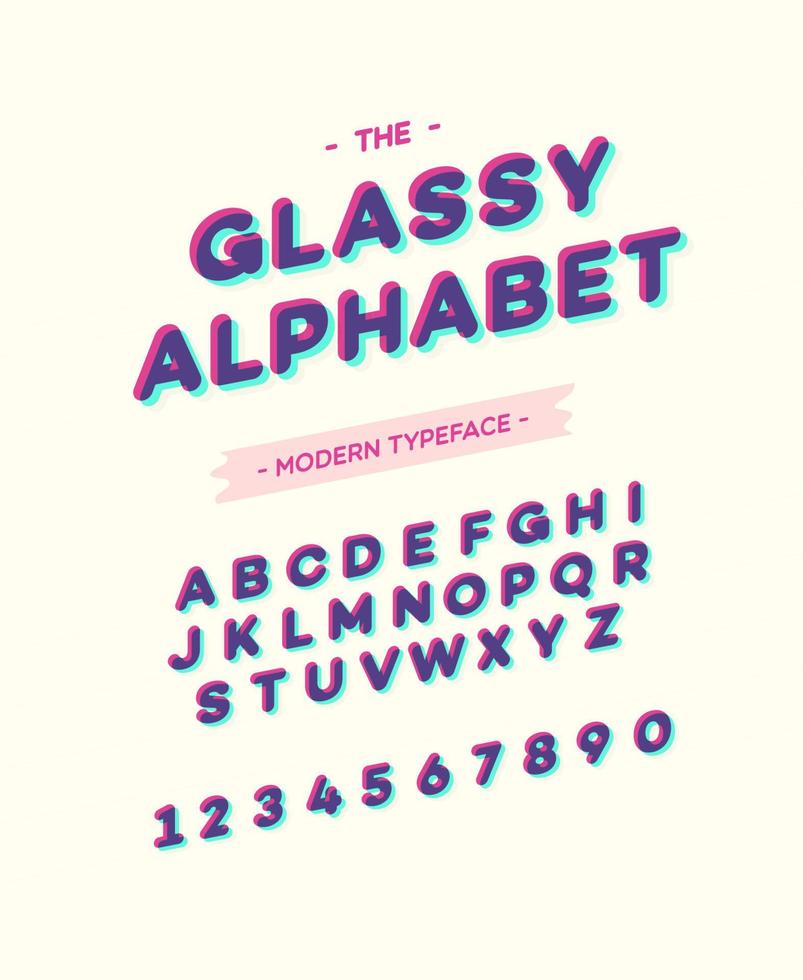 vektor glasartade teckensnitt modern typografi. alfabetet lutande sans serif stil