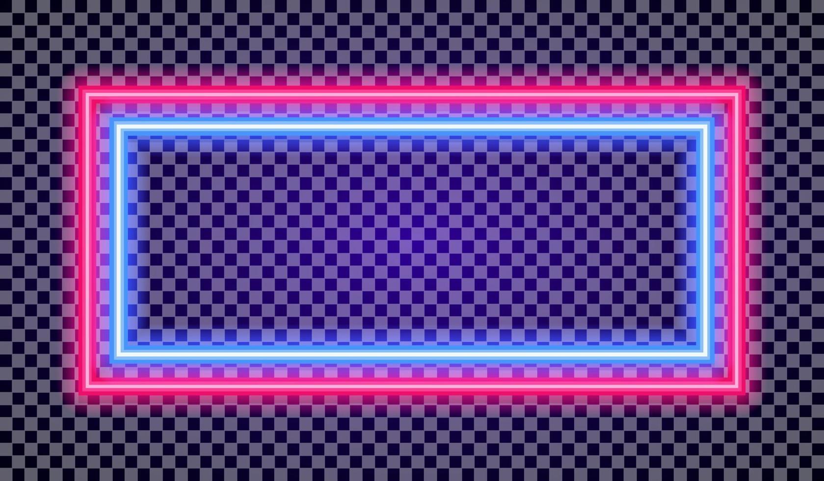 bunter stil des horizontalen neonrahmens auf transparentem hintergrund vektor