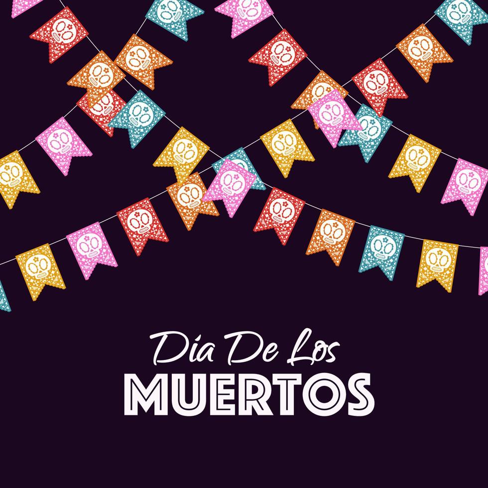 dia de los muertos banner bunter stil mit girlanden vektor