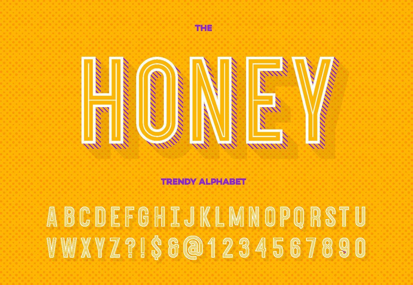 honung trendiga alfabetet vektor