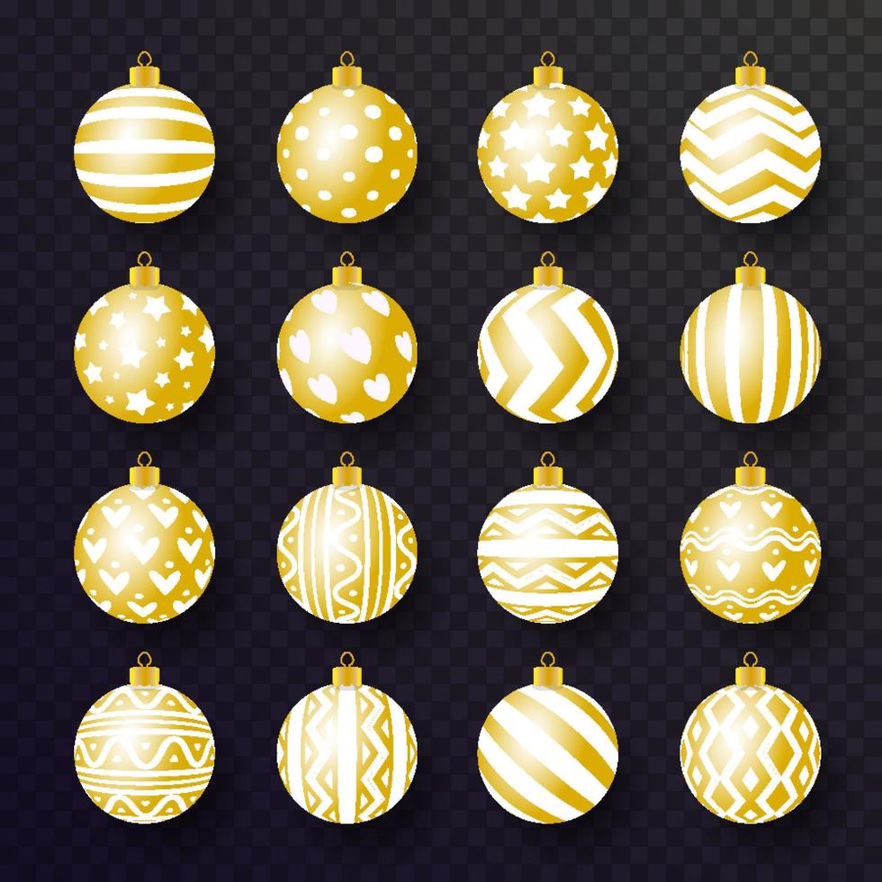 weihnachtskugel set gold realistischen stil vektor