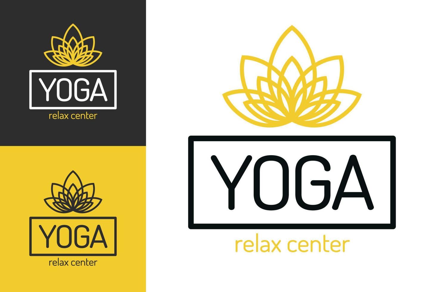 yoga-studio-logo-set mit blumenlinienstil vektor