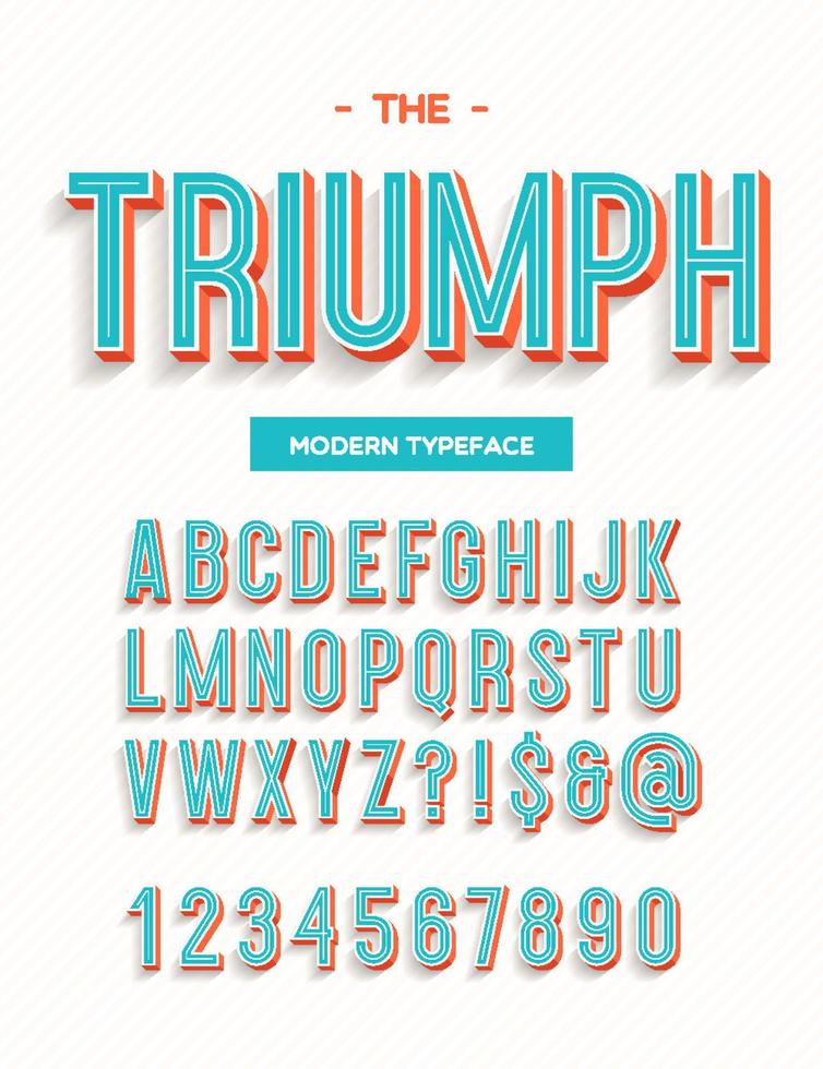 triumph modernt typsnitt. teckensnitt modern typografi trendstil för utskrift vektor