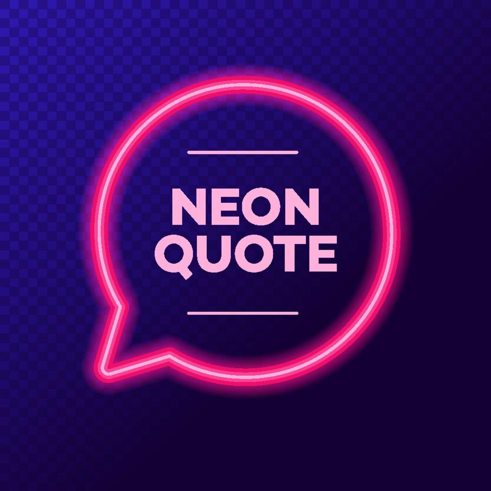 neon citat bubbla ram på transparent bakgrund för marknadsföring vektor