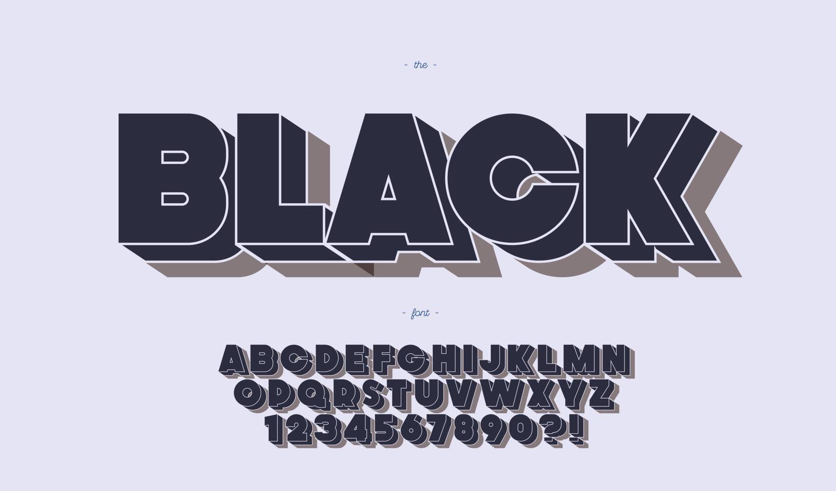 schwarzer schriftart 3d fetter stil für banner vektor