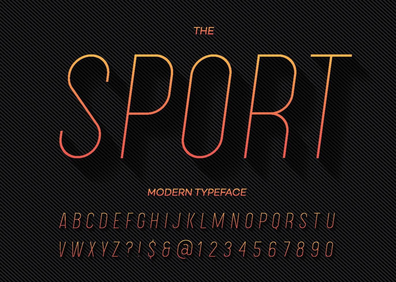 sport dynamisk lutande alfabet tunn gradient färg stil vektor