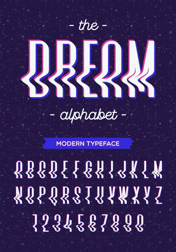 Vektor-Glitch-Stil-Alphabet moderne Typografie. Schriftart bunt für Partyplakat vektor