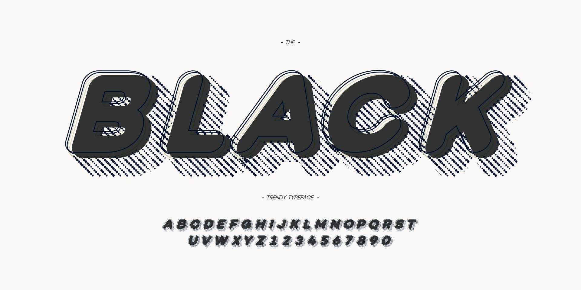 Vektor schwarze Schriftart 3d fette moderne Typografie