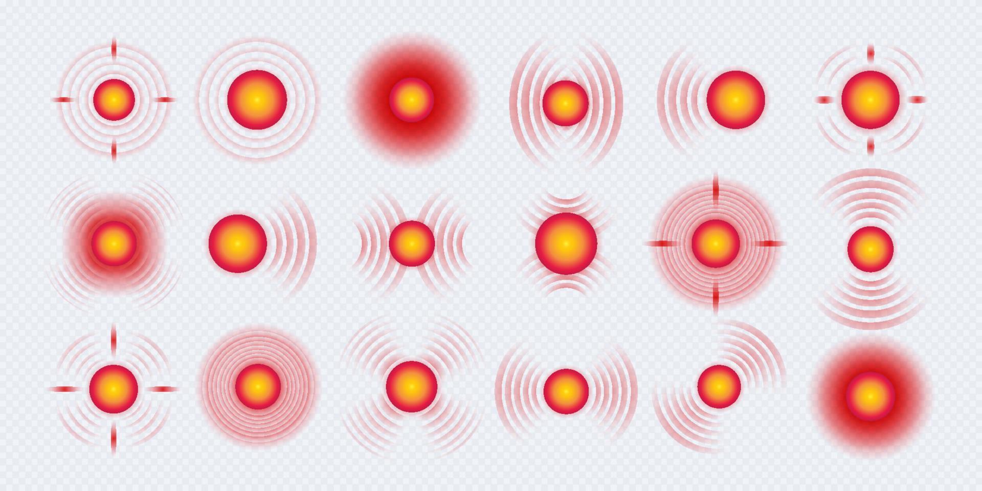 vektor smärta röd cirkel Ikonuppsättning