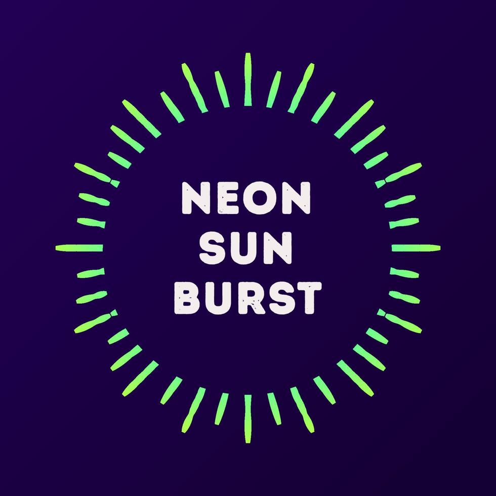 neon sunburst grön färg vektor