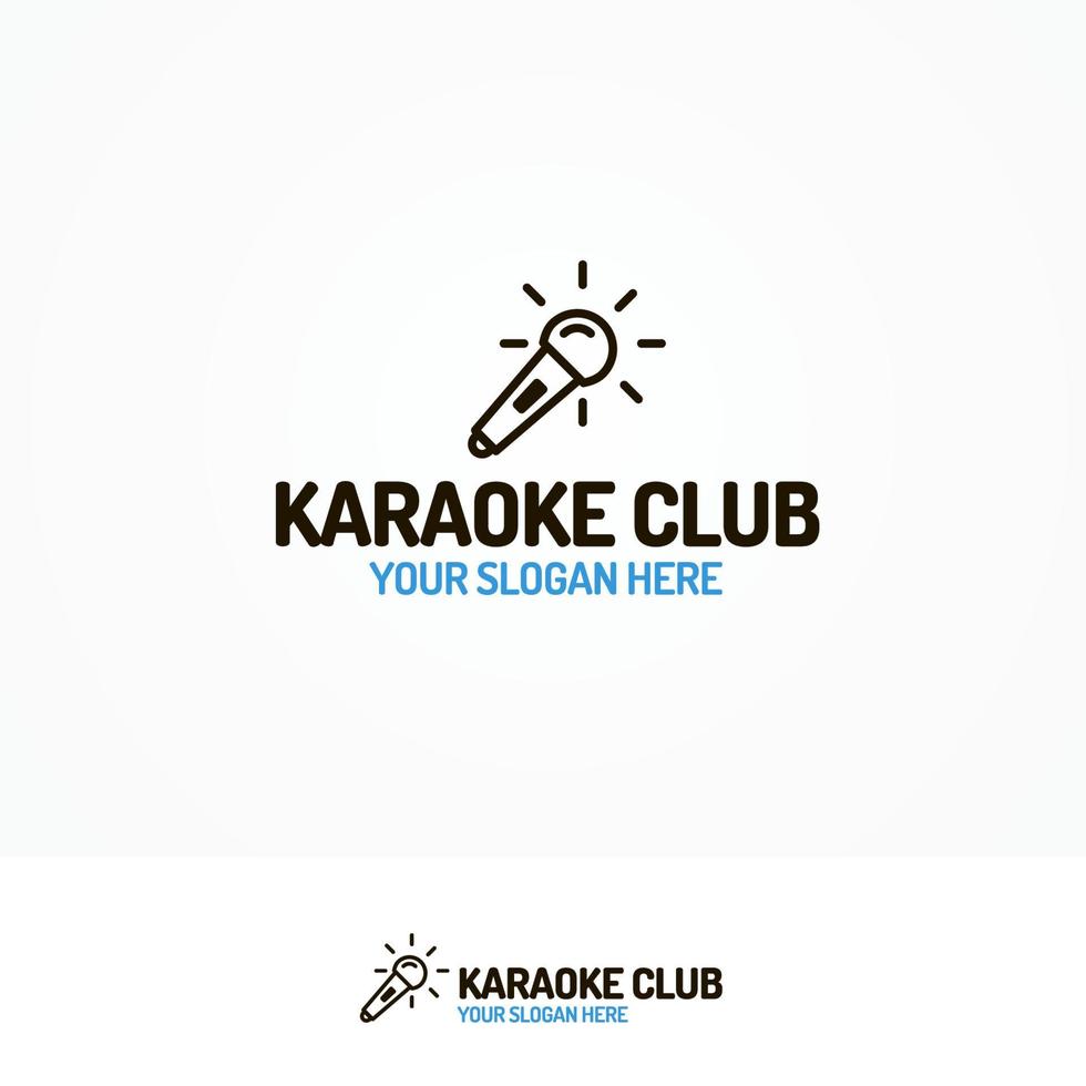 karaoke-club-logo-set mit mikrofonlinienstil vektor
